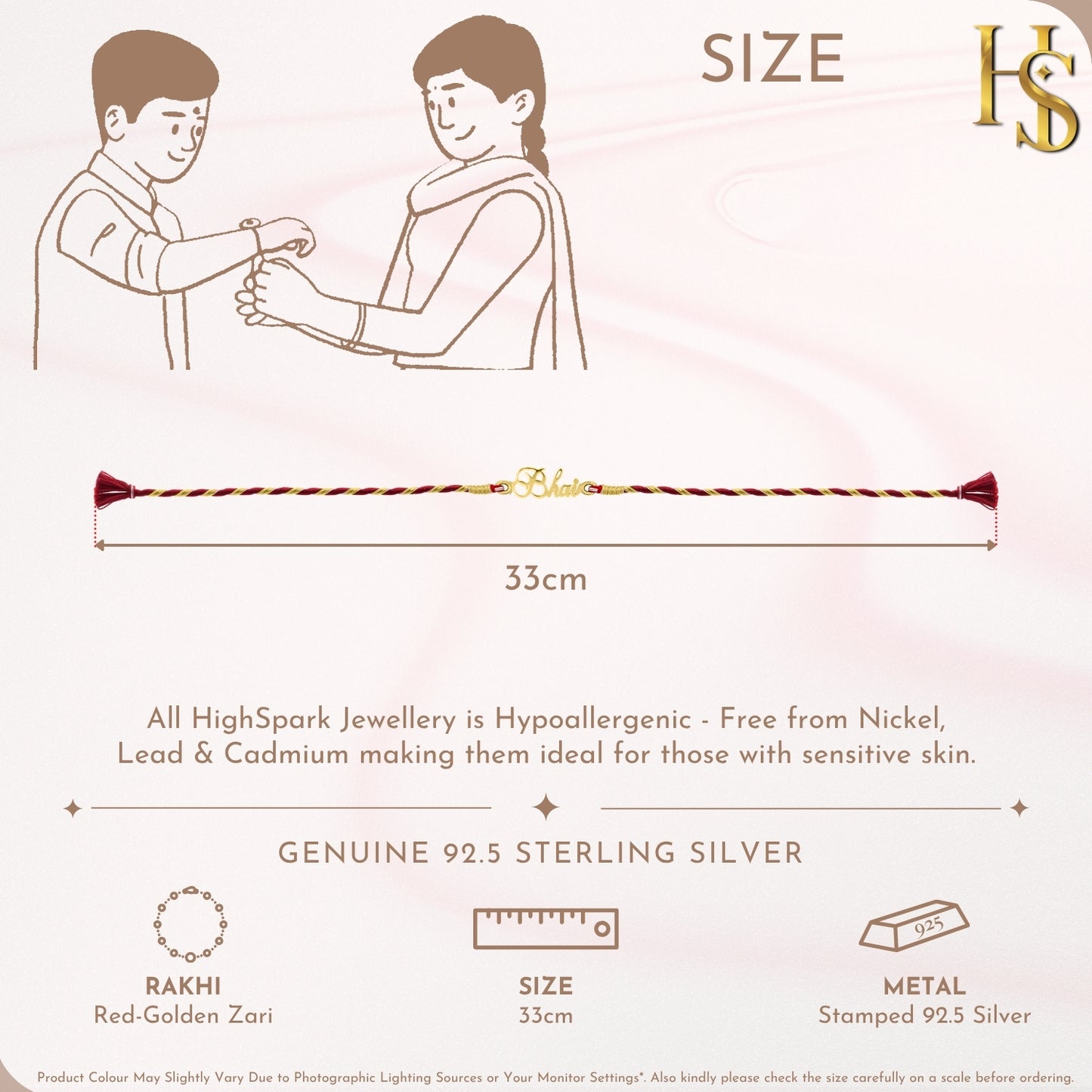 Signature Bhai Gold-Plated Silver Rakhi – 925 Silver