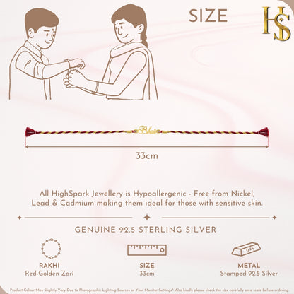 Signature Bhai Gold-Plated Silver Rakhi – 925 Silver