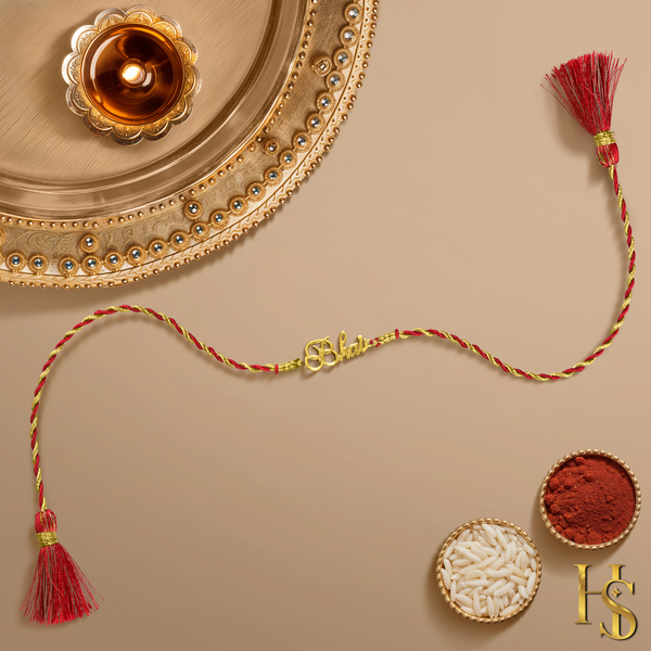 Signature Bhai Gold-Plated Silver Rakhi – 925 Silver
