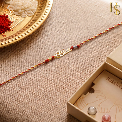 Signature Bhai Gold-Plated Silver Rakhi – 925 Silver