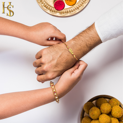 Signature Bhai Rakhi for Boys & Men in 92.5 Sterling Silver - 18K Gold finish