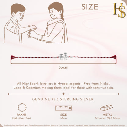 Brother-Sister Bond Silver Rakhi – 925 Sterling Silver