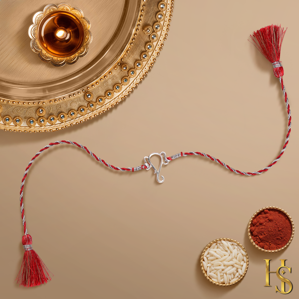 Ganesha Silver Rakhi for Brother – 925 Sterling Silver