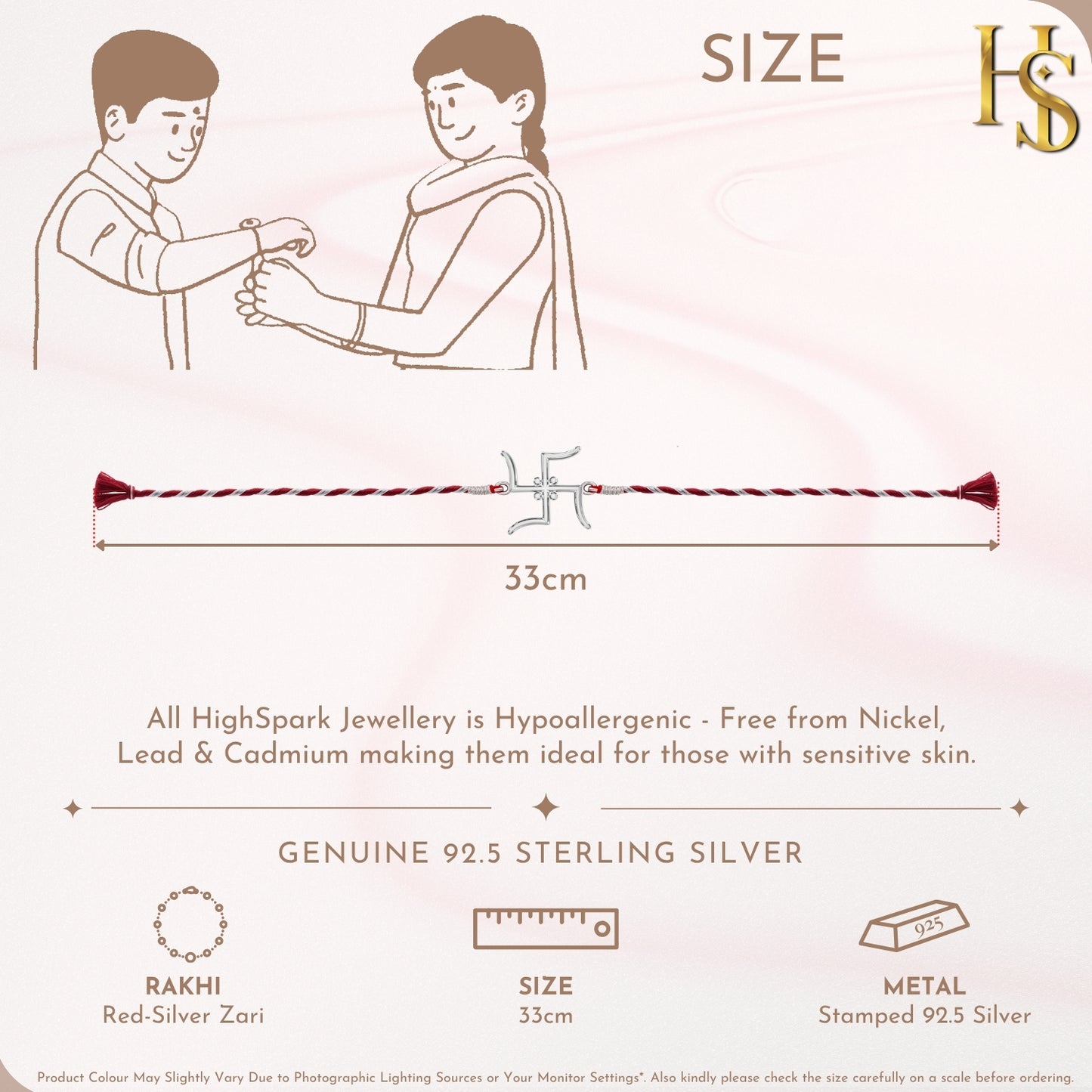 Swastik Designer Silver Rakhi for Brother – 925 Sterling Silver