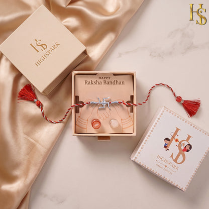 Swastik Designer Silver Rakhi for Brother – 925 Sterling Silver