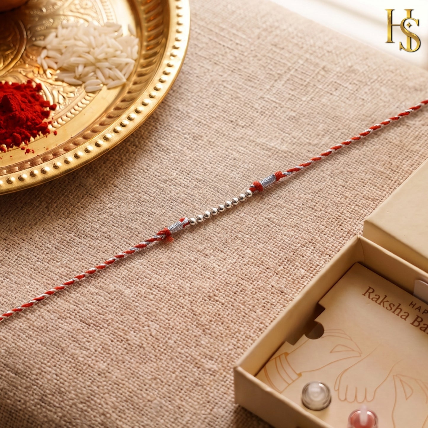 Classic Beads Silver Rakhi for Brother – 925 Silver