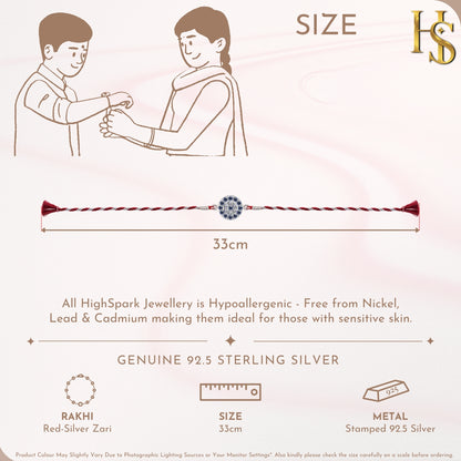 Blue Evil Eye Silver Rakhi for Brother – 925 Silver