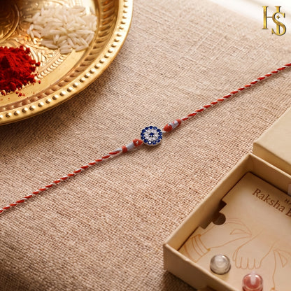 Blue Evil Eye Silver Rakhi for Brother – 925 Silver