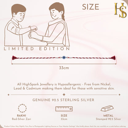 Evil Eye Protection Silver Rakhi for Brother – 925 Sterling Silver