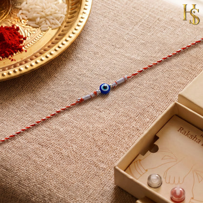 Evil Eye Protection Silver Rakhi for Brother – 925 Sterling Silver
