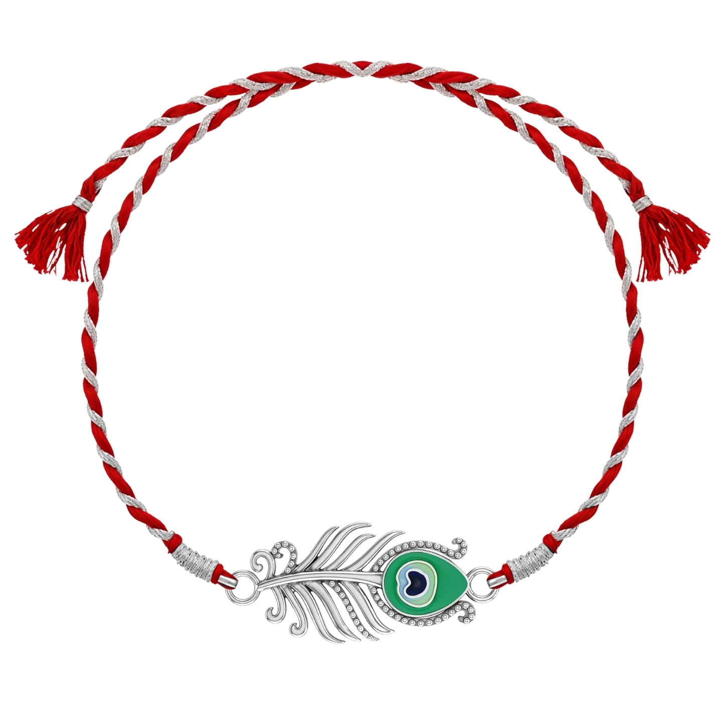 Krishna Morpankh Rakhi For Boys & Men in 92.5 Sterling Silver