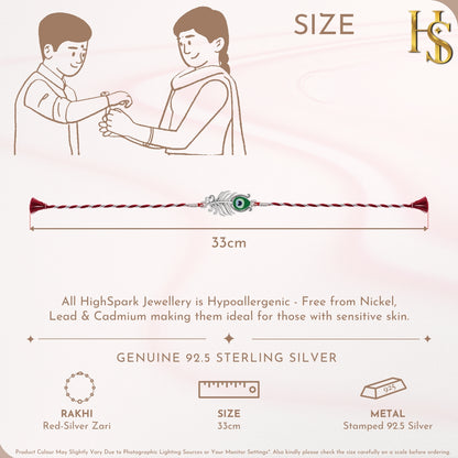 Krishna Morpankh Rakhi For Boys & Men in 92.5 Sterling Silver