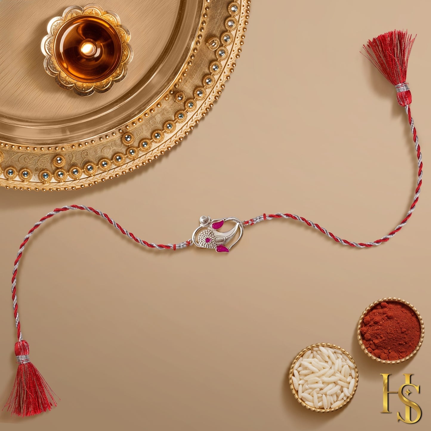 Ganesh Rakhi For Boys & Men in 92.5 Sterling Silver
