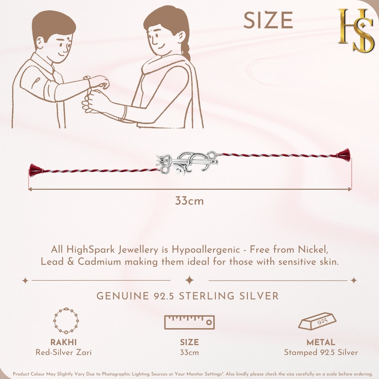Om Trishul Rakhi For Boys & Men in 92.5 Sterling Silver