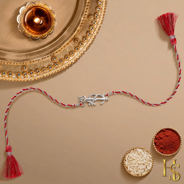Om Trishul Silver Rakhi for Brother – 925 Silver