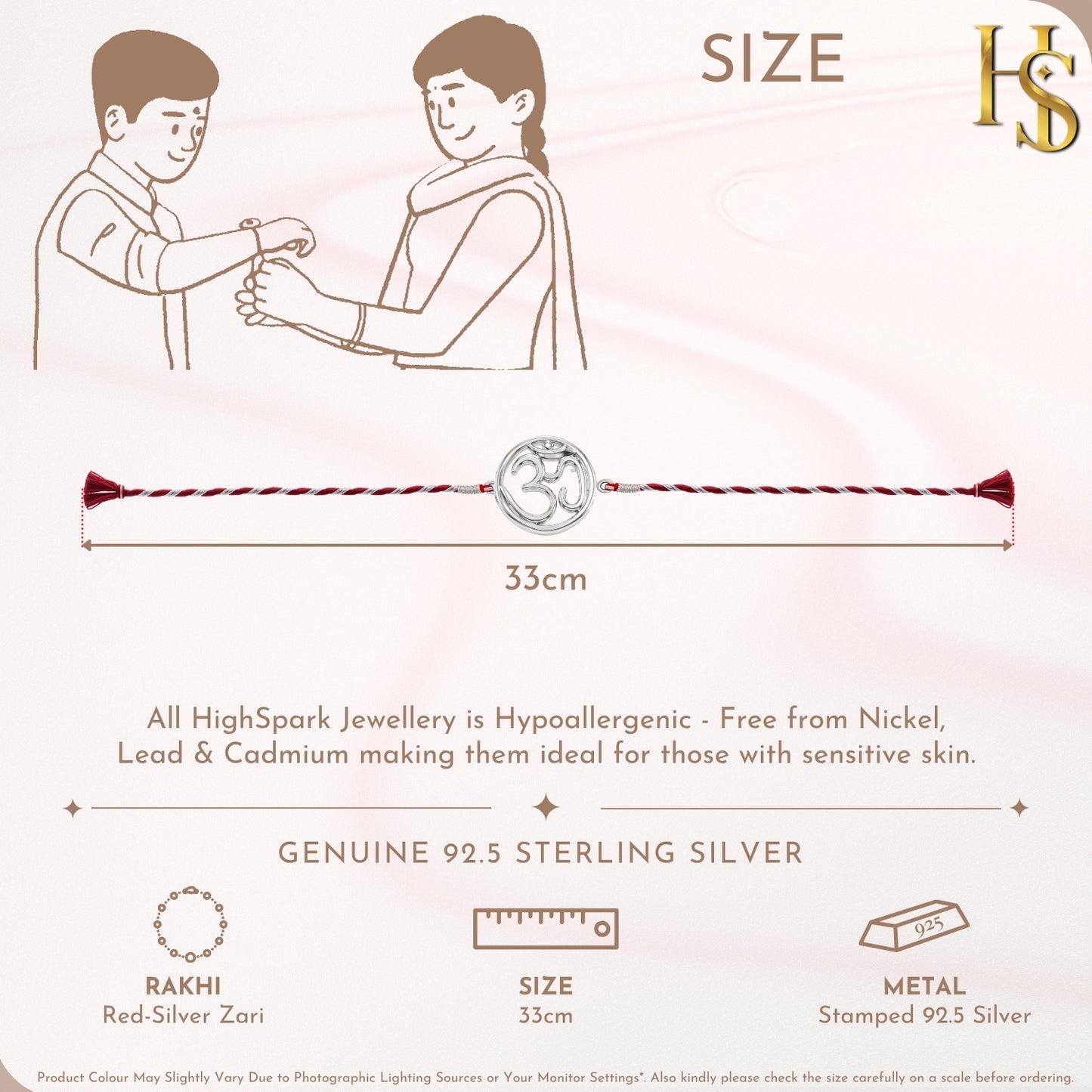 Om Rakhi For Boys & Men in 92.5 Sterling Silver
