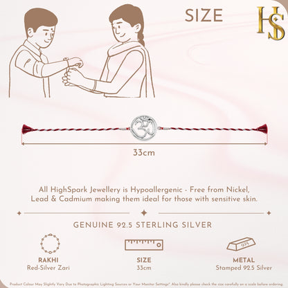 Om Rakhi For Boys & Men in 92.5 Sterling Silver