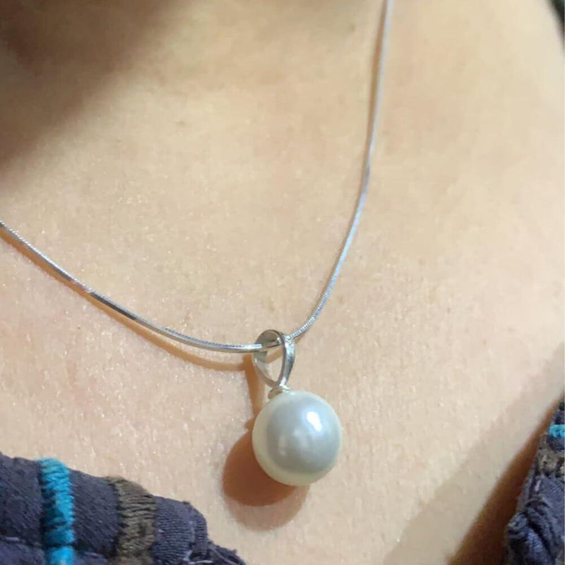 Customer photo - Round Pearl Pendant in 925 Sterling Silver