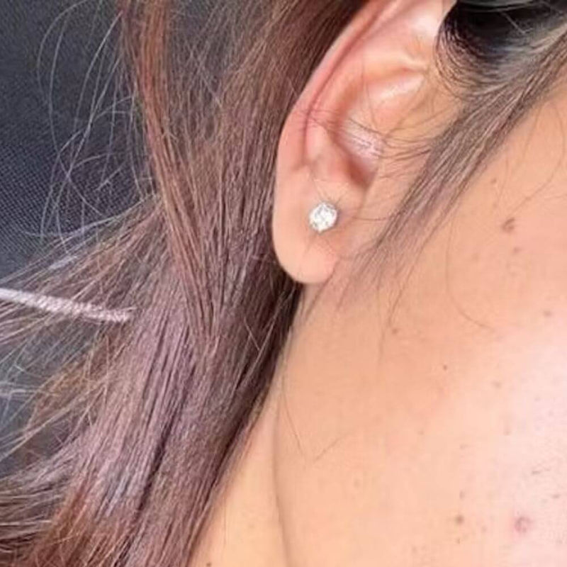 Customer photo - Silver Earrings for Women Solitaire Screwback Studs in 925 Silver