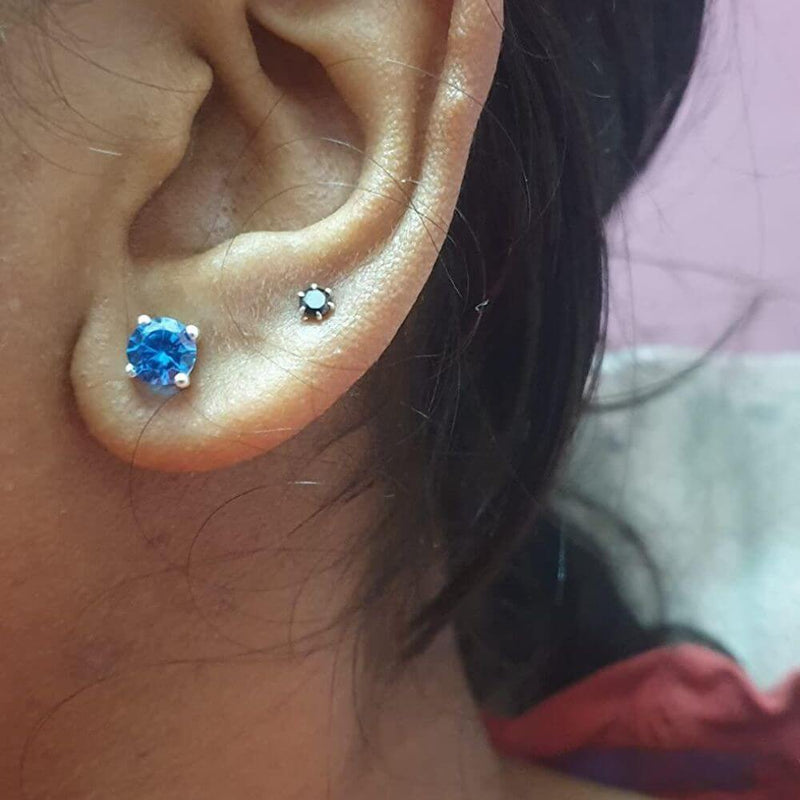 Customer photo - September Birthstone Solitaire Earrings in 925 Silver