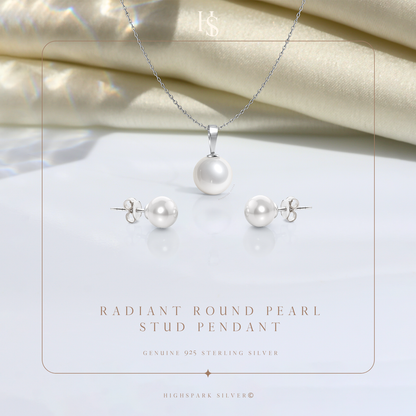 Pearl Set in 92.5 Silver Round Pearls - Earrings, Necklace & Chain Set