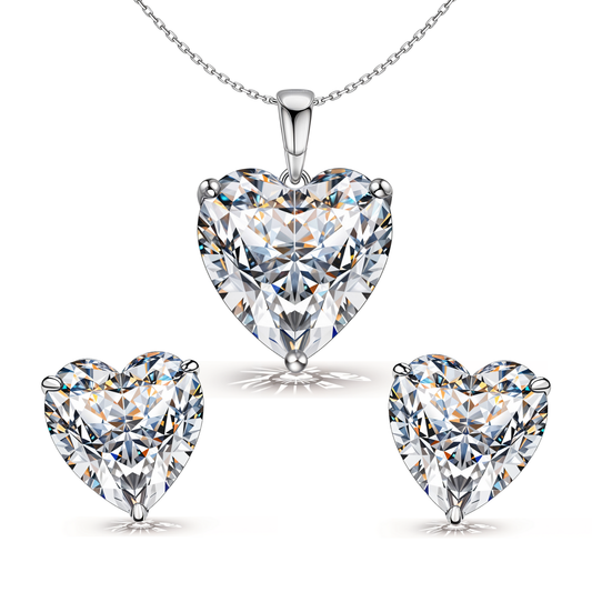 Hypnotic Heart Solitaire Stud Pendant-Set With Earrings in 925 Sterling Silver For Women