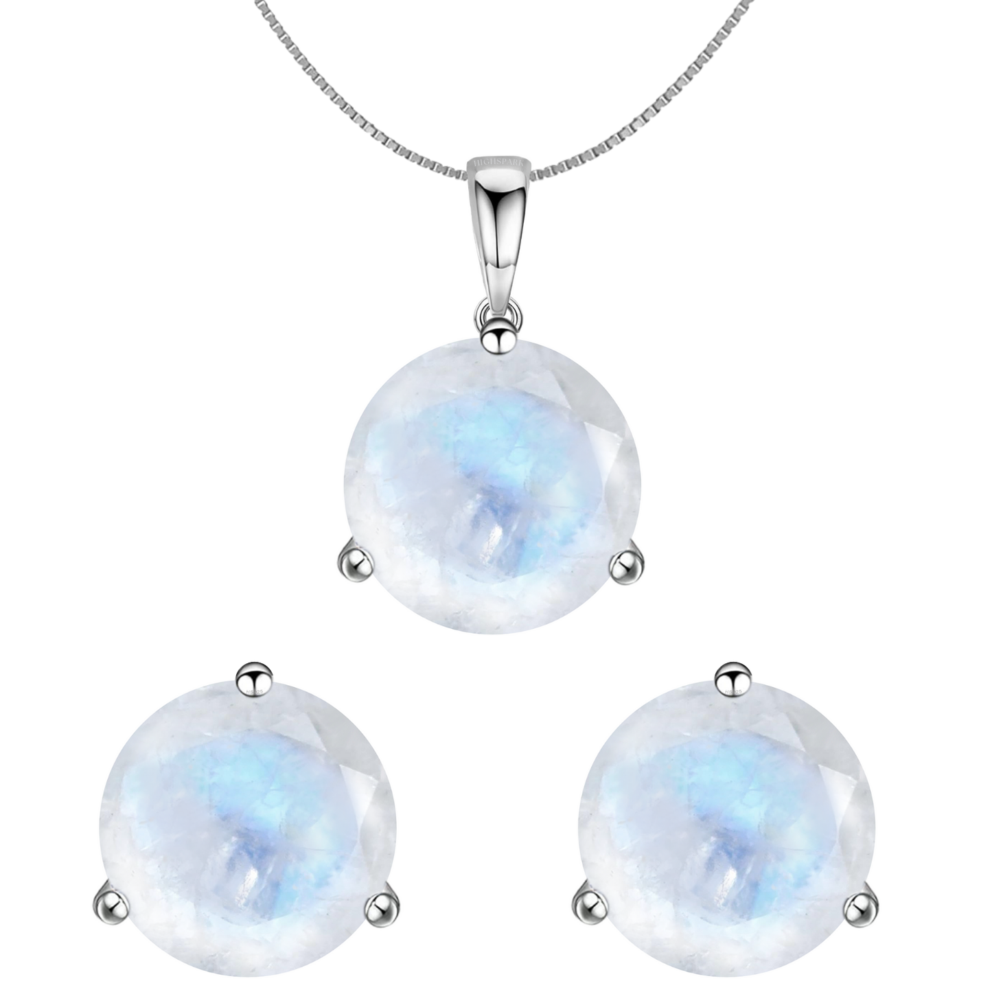 Moonstone Gemstone Pendant-Set With Earrings in 925 Sterling Silver For Women