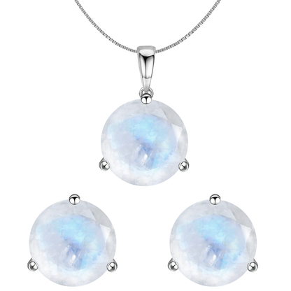 Moonstone Gemstone Pendant-Set With Earrings in 925 Sterling Silver For Women