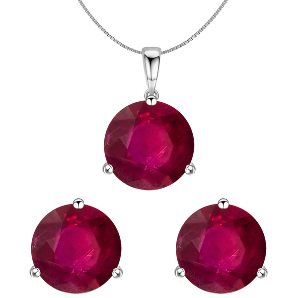 A sterling silver pendant set with a necklace and matching stud earrings, featuring large.