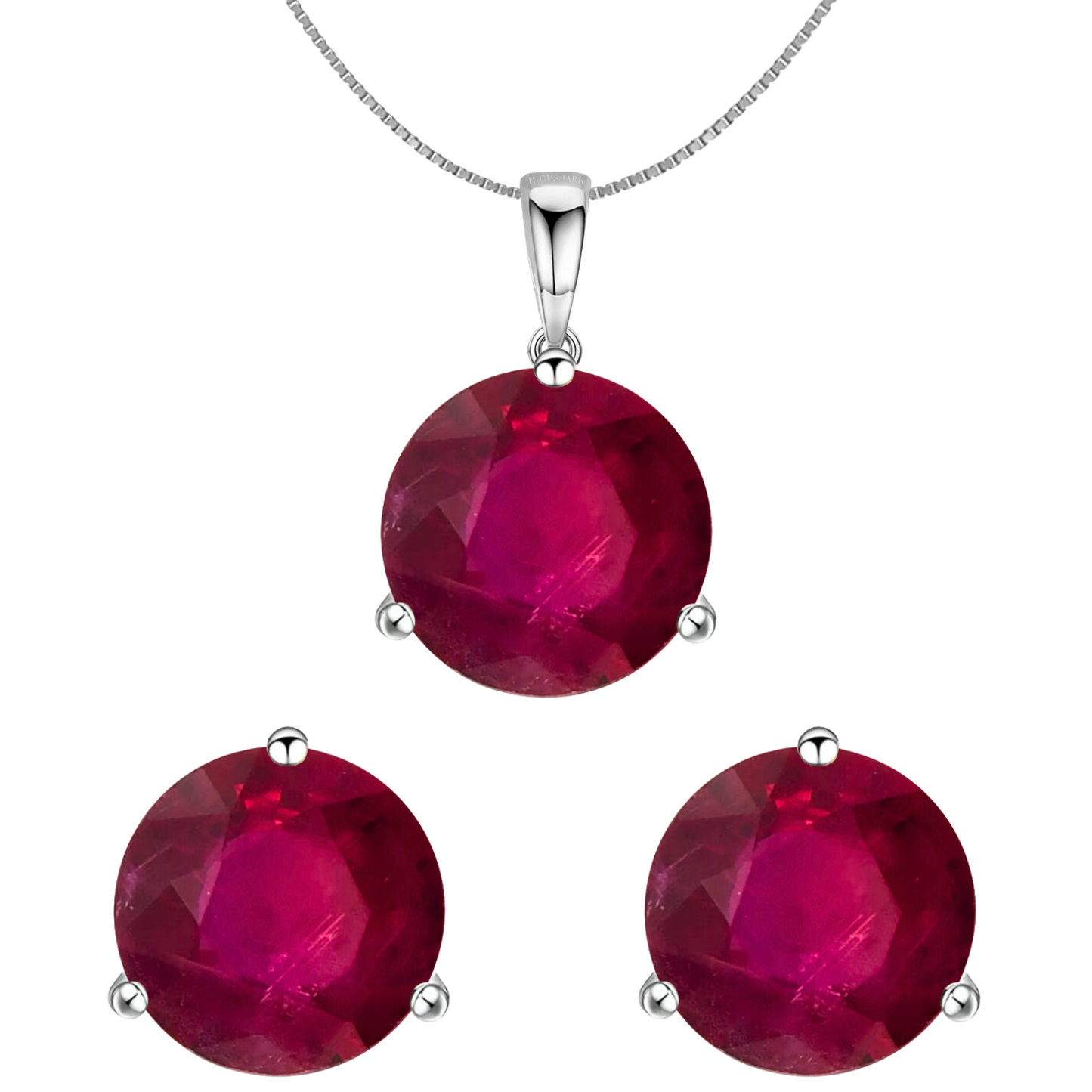 Ruby Gemstone Pendant-Set With Earrings in 925 Sterling Silver For Women