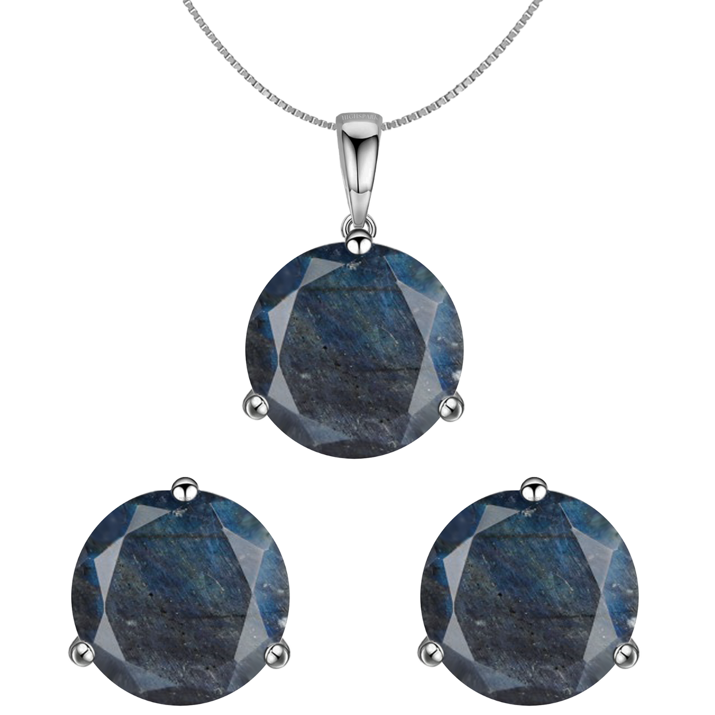 Labradorite Gemstone Pendant-Set With Earrings in 925 Sterling Silver For Women