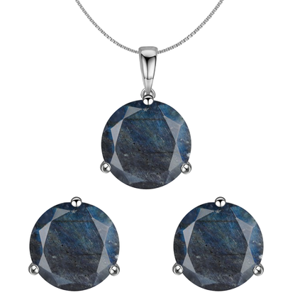 Labradorite Gemstone Pendant-Set With Earrings in 925 Sterling Silver For Women