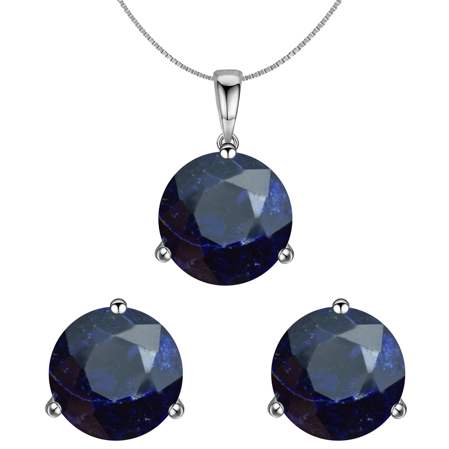 Sodalite Gemstone Pendant-Set With Earrings in 925 Sterling Silver For Women