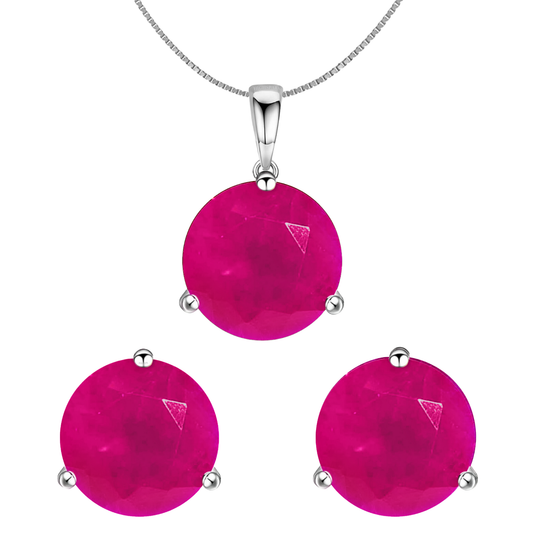 Pink Jade Gemstone Pendant-Set With Earrings in 925 Sterling Silver For Women