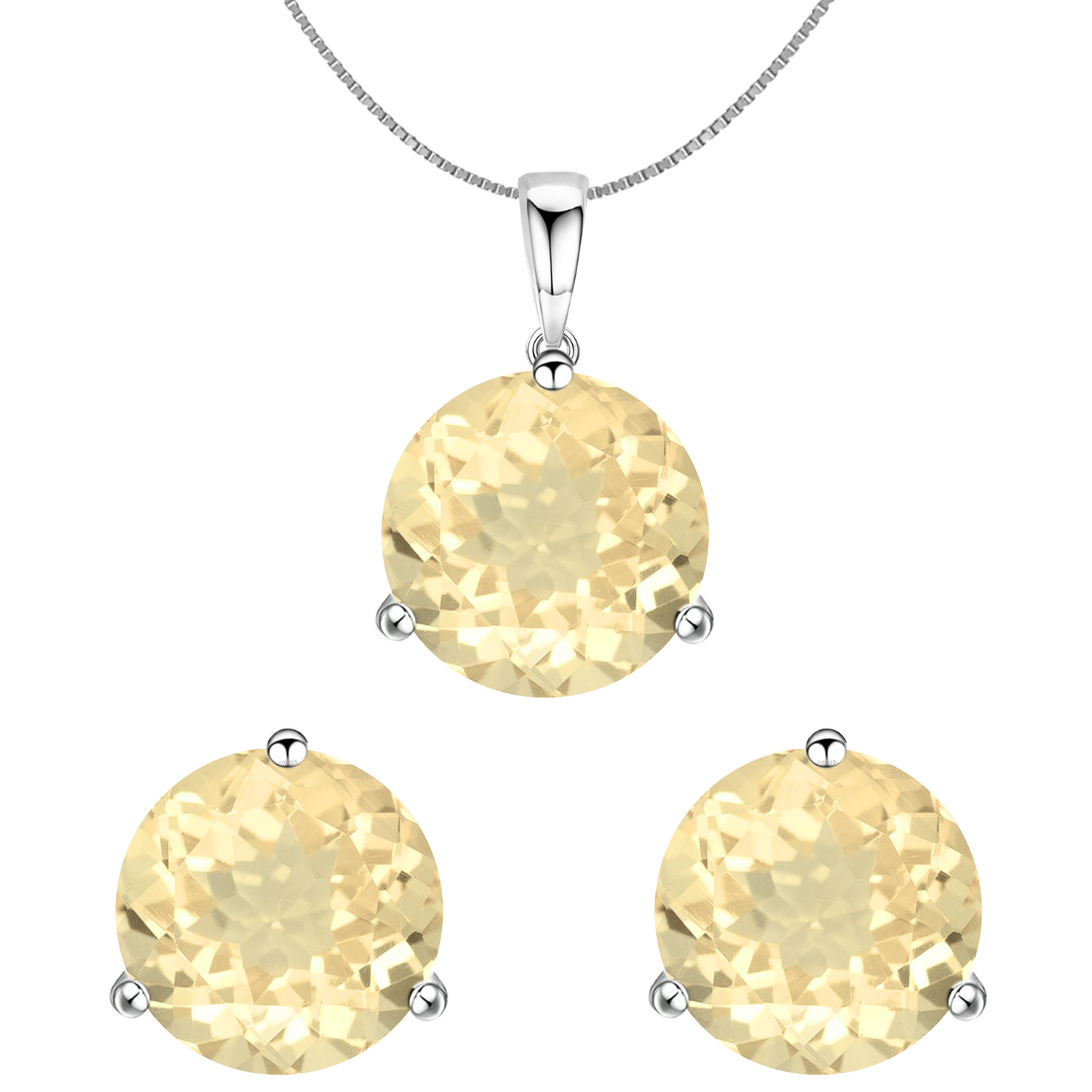 Citrine Gemstone Pendant-Set With Earrings in 925 Sterling Silver For Women