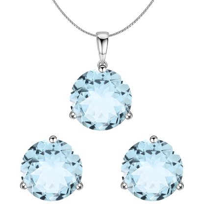 Blue Topaz Gemstone Pendant-Set With Earrings in 925 Sterling Silver For Women