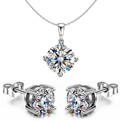 Sparkling Zirconia Birthstone Stud Pendant-Set With Earrings in 925 Sterling Silver For Women