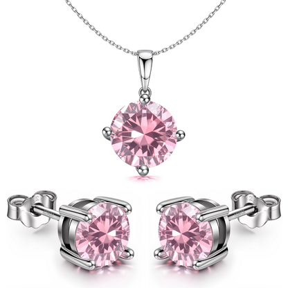 Tourmaline Zirconia Birthstone Stud Pendant-Set With Earrings in 925 Sterling Silver For Women