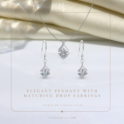 Starlit Solitaire Earrings, Pendant & Chain Set in 92.5 Sterling Silver With Diamond like Brilliance Zirconia