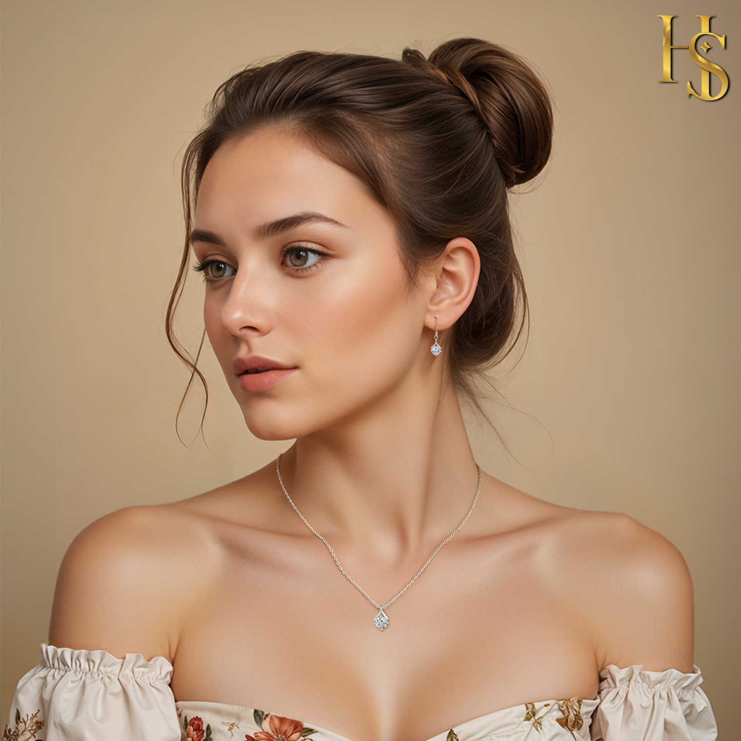 Starlit Solitaire Earrings, Pendant & Chain Set in 92.5 Sterling Silver With Diamond like Brilliance Zirconia