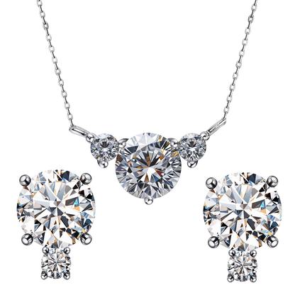 Radiant Solitaire Earrings, Pendant & Chain Set in 92.5 Sterling Silver With Diamond like Brilliance Zirconia