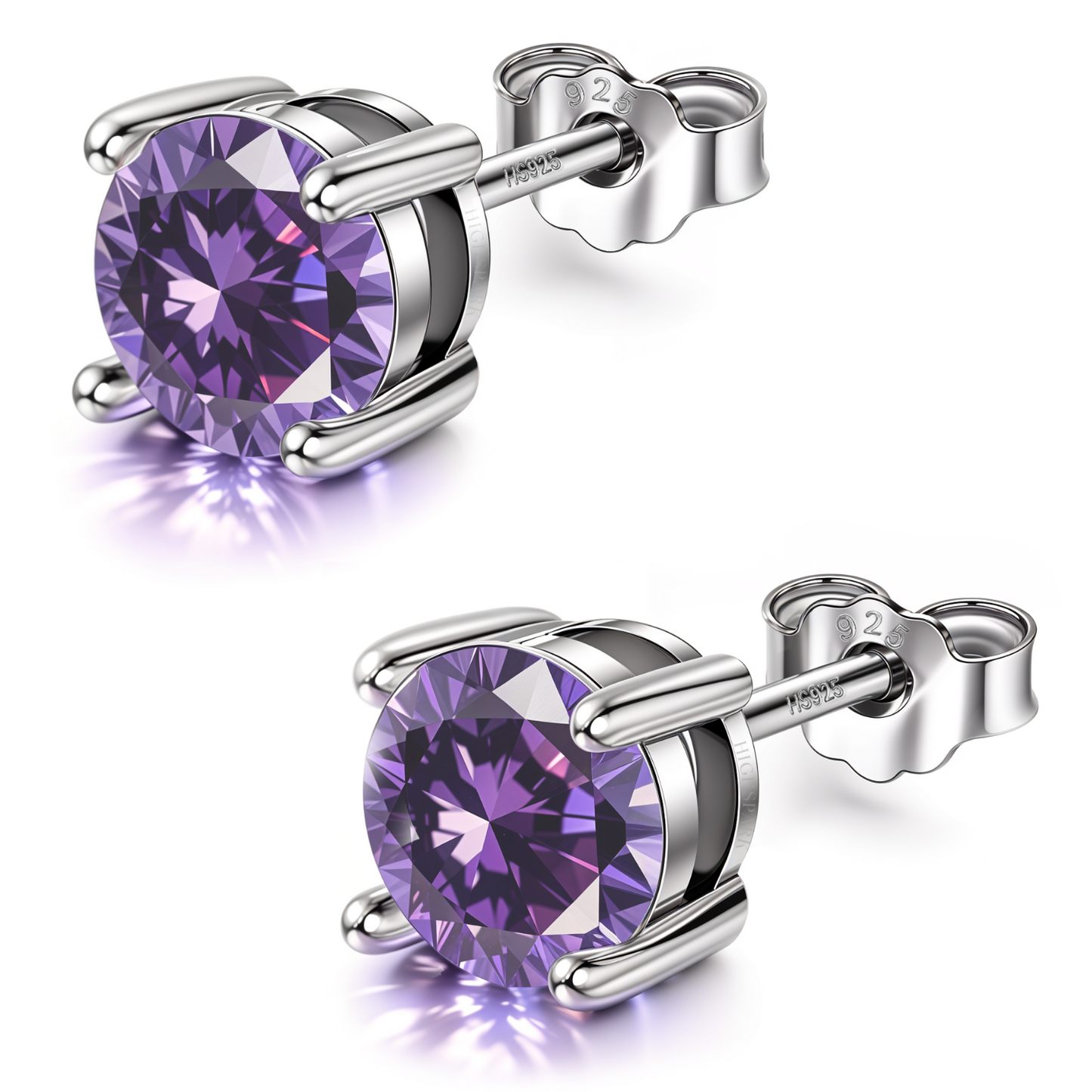 Women's Solitaire Birthstone Earrings - 925 Silver - June Alexandrite Sparkling Zirconia