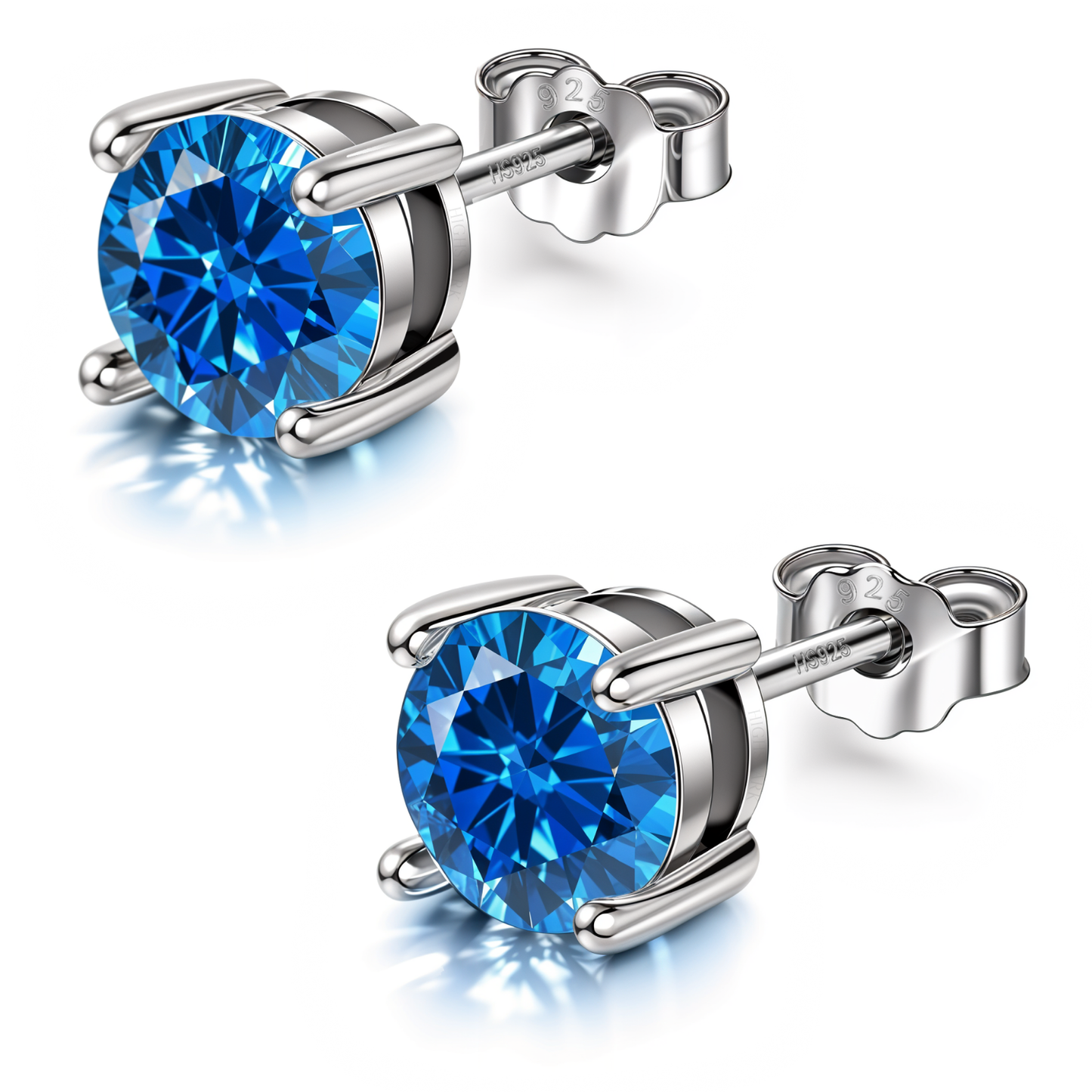 Women's Solitaire Birthstone Earrings - 925 Silver - September Sapphire Sparkling Zirconia