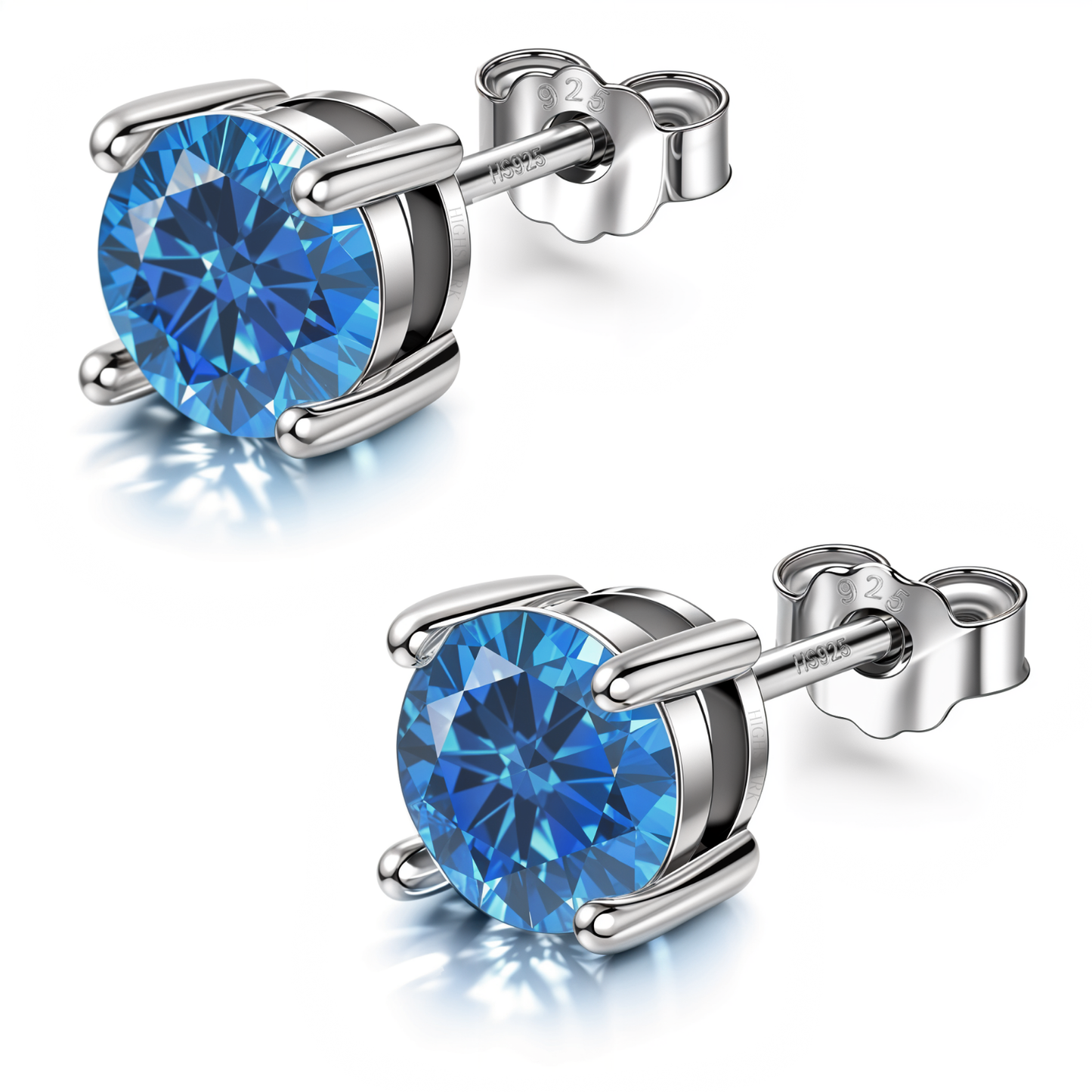 Women's Solitaire Birthstone Earrings - 925 Silver - September Sapphire Sparkling Zirconia