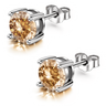 Citrine Solitaire Birthstone Earrings in 925 Sterling Silver