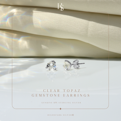 Real Clear Quartz Gemstone Earrings in 92.5 Sterling Silver