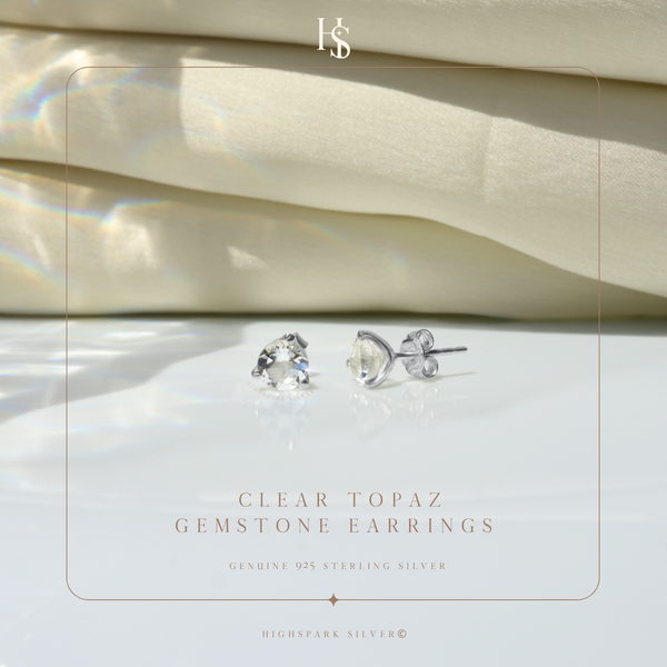 Real Clear Quartz Gemstone Earrings in 92.5 Sterling Silver