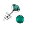 Green Onyx Round Stud Earrings in 925 Sterling Silver