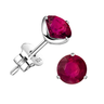 Ruby Stud Earrings in 925 Sterling Silver for Women