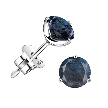 Labradorite Gemstone Stud Earrings in 925 Sterling Silver For Women